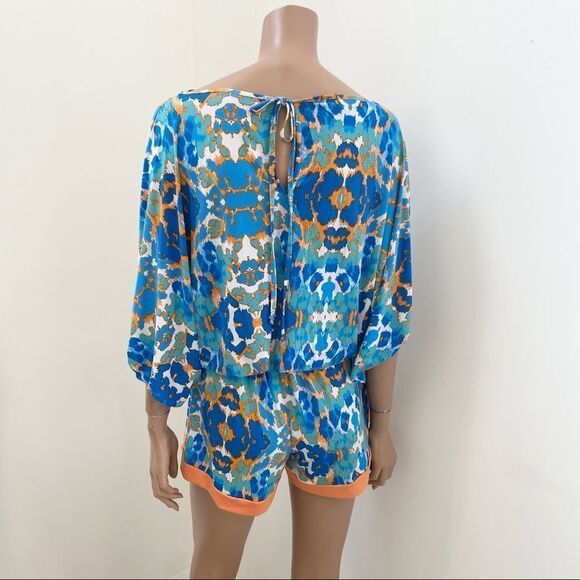 Tata Jolie Boho Blue Orange Printed Romper L - Picture 5 of 9